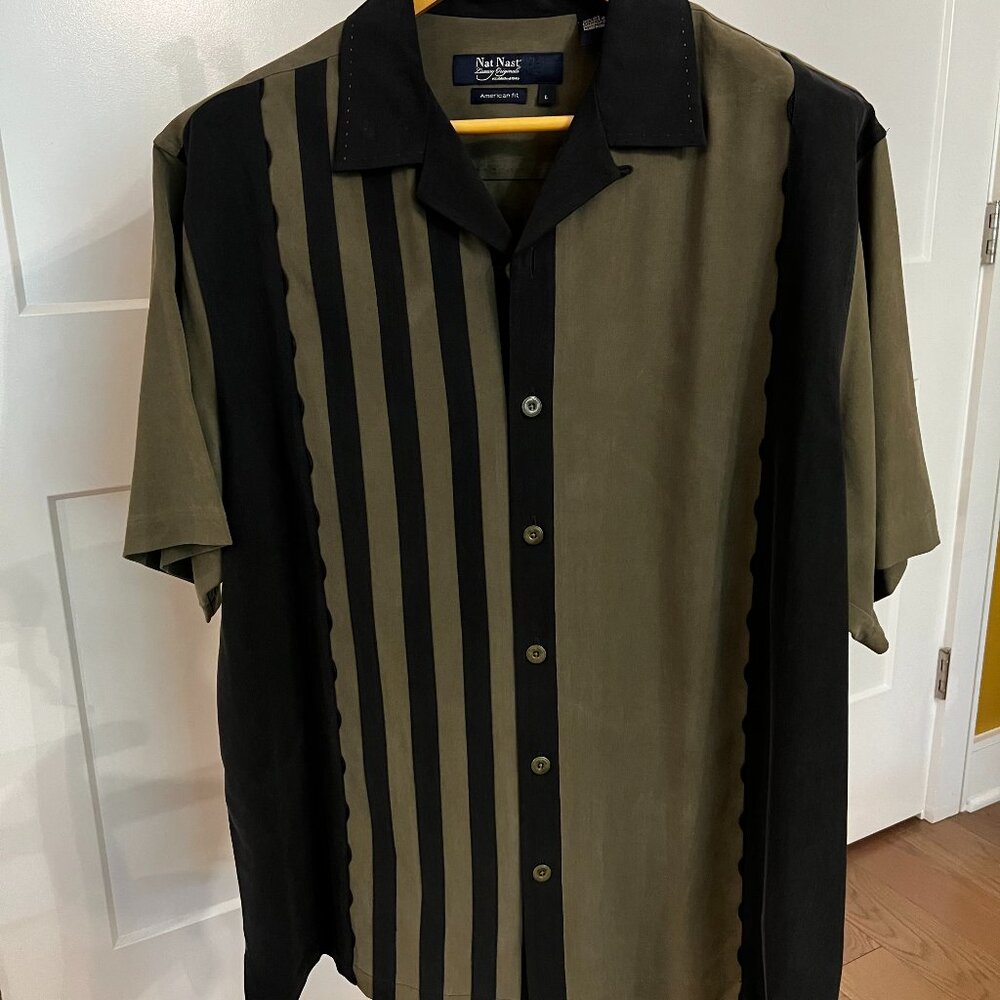 Nat Nast, Green & Black, Large Camp Shirt